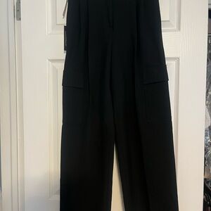 Aritzia Elegant Black Wide Leg Cargo Pants